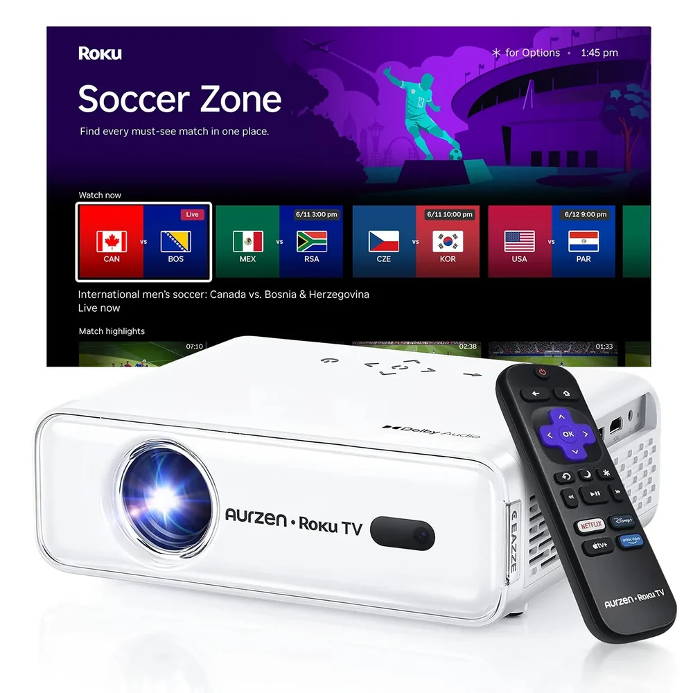 Product photo of Aurzen EAZZE D1R Roku TV Smart Projector